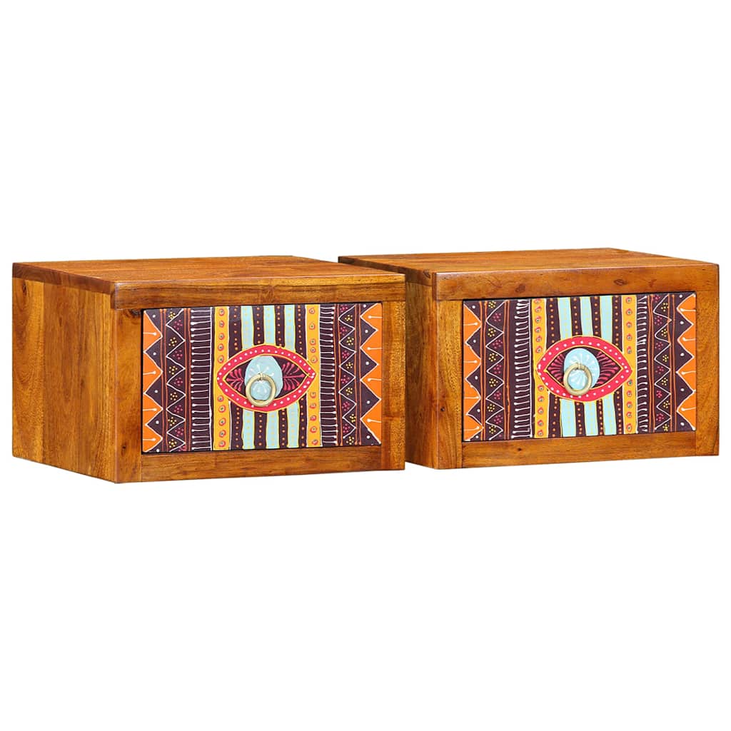 Nachttisch 2 pcs Braun 35 x 30 x 22 cm Akazie Massivholz