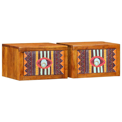 Nachttisch 2 pcs Braun 35 x 30 x 22 cm Akazie Massivholz