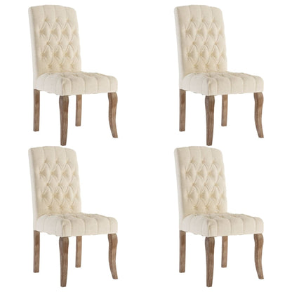 Esszimmerstühle 4 Stk. Beige Leinenoptik Stoff