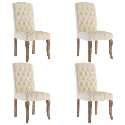 Esszimmerstühle 4 Stk. Beige Leinenoptik Stoff