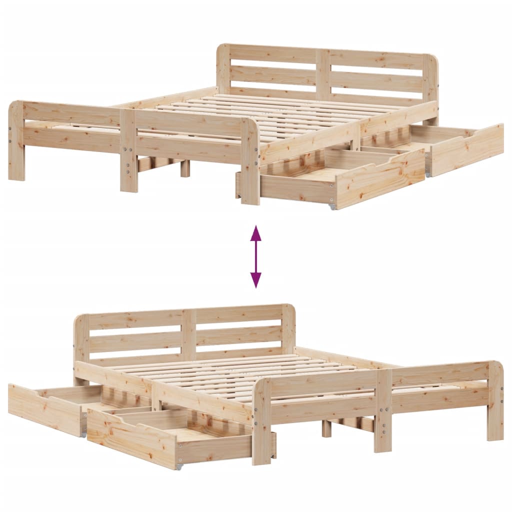 Massivholzbett ohne Matratze 140x190 cm Kiefernholz