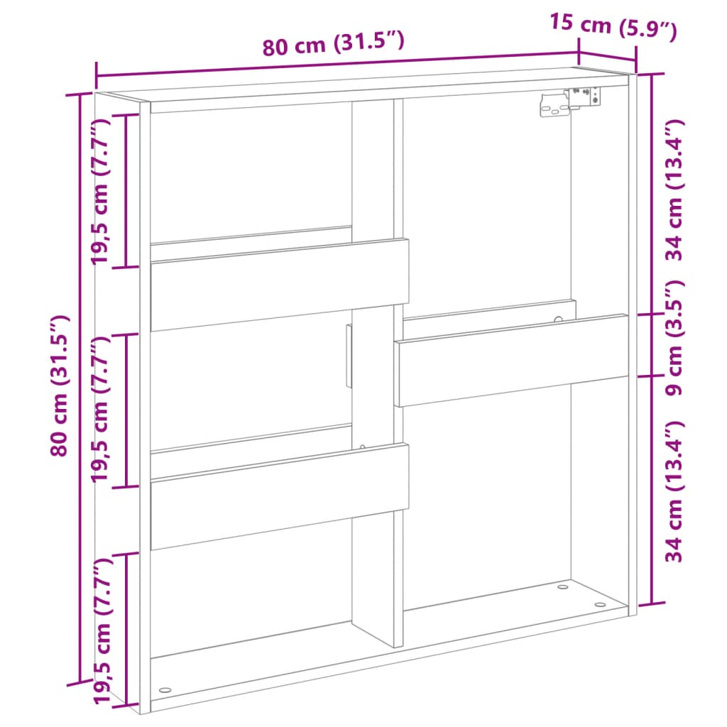 Wandschrank Sonoma-Eiche 80x15x80 cm Holzwerkstoff