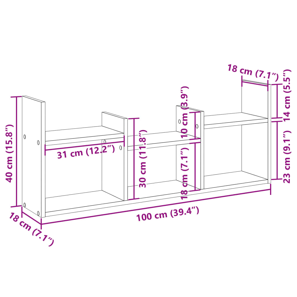 Wandschrank 100x18x40 cm Weiß Holzwerkstoff