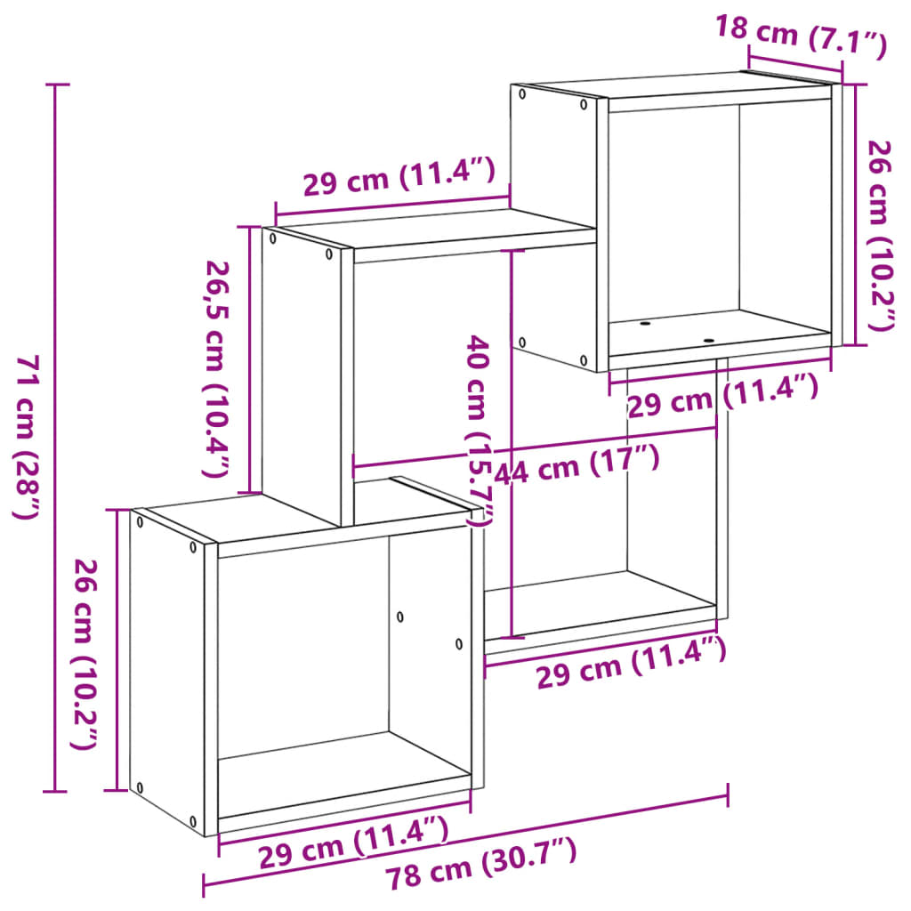 Wandschrank 78x18x71 cm Schwarz Holzwerkstoff