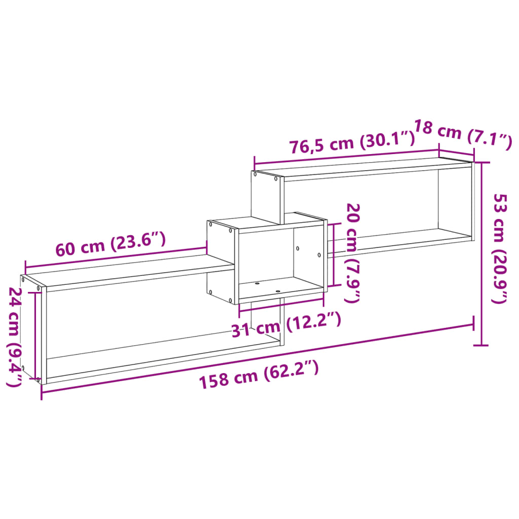 Wandschrank 158x18x53 cm Artisan-Eiche Holzwerkstoff