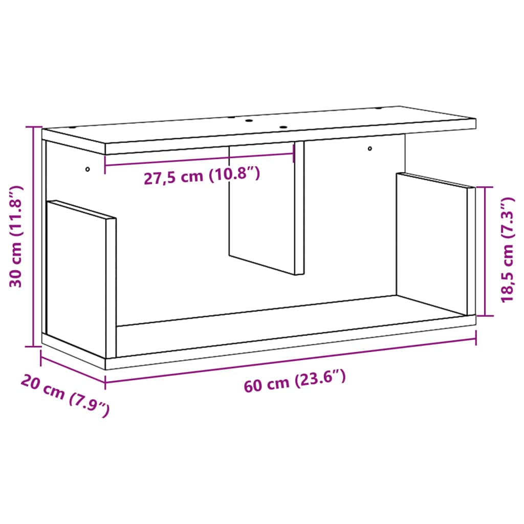 Wandschrank 60x20x30 cm Weiß Holzwerkstoff