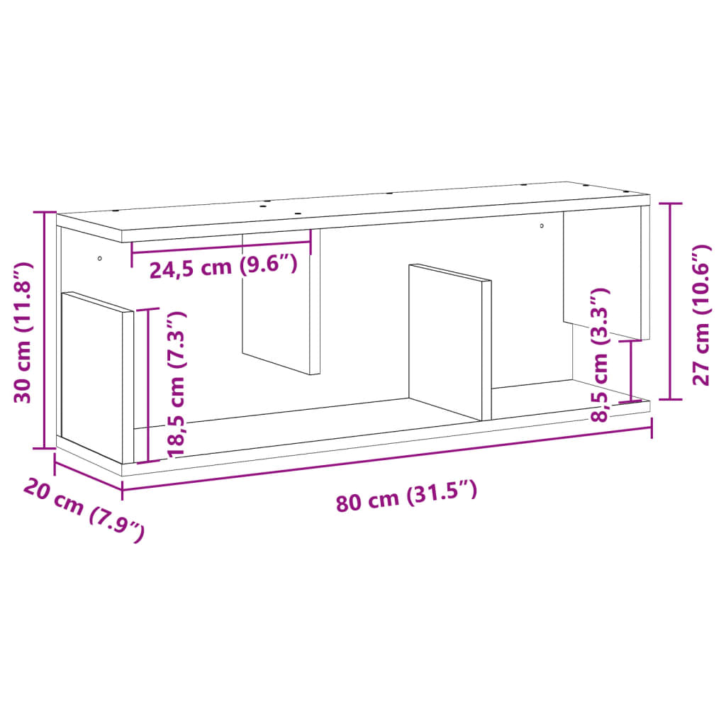 Wandschrank 80x20x30 cm Artisan-Eiche Holzwerkstoff