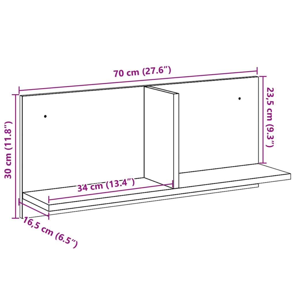 Wandschrank 70x16,5x30 cm Weiß Holzwerkstoff