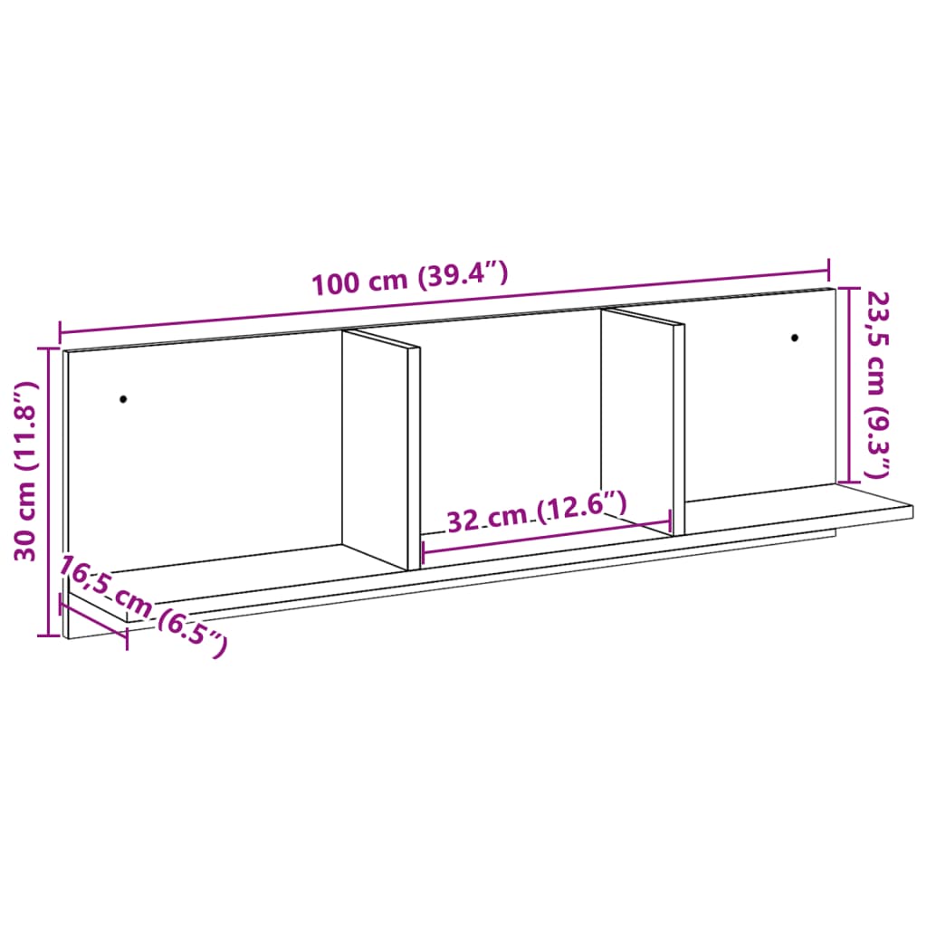 Wandschrank 100x16,5x30 cm Weiß Holzwerkstoff