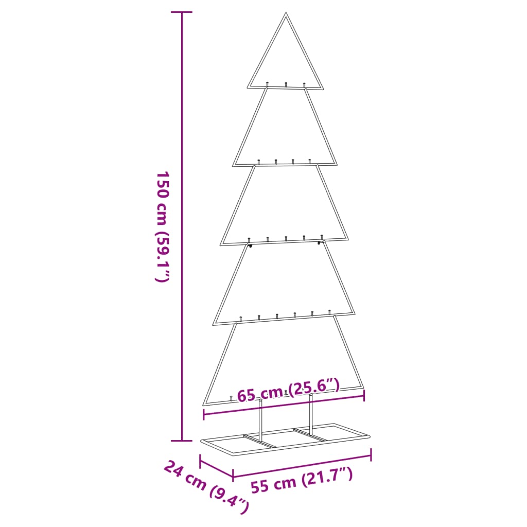 Metall-Weihnachtsbaum für Dekorationen Schwarz 150 cm