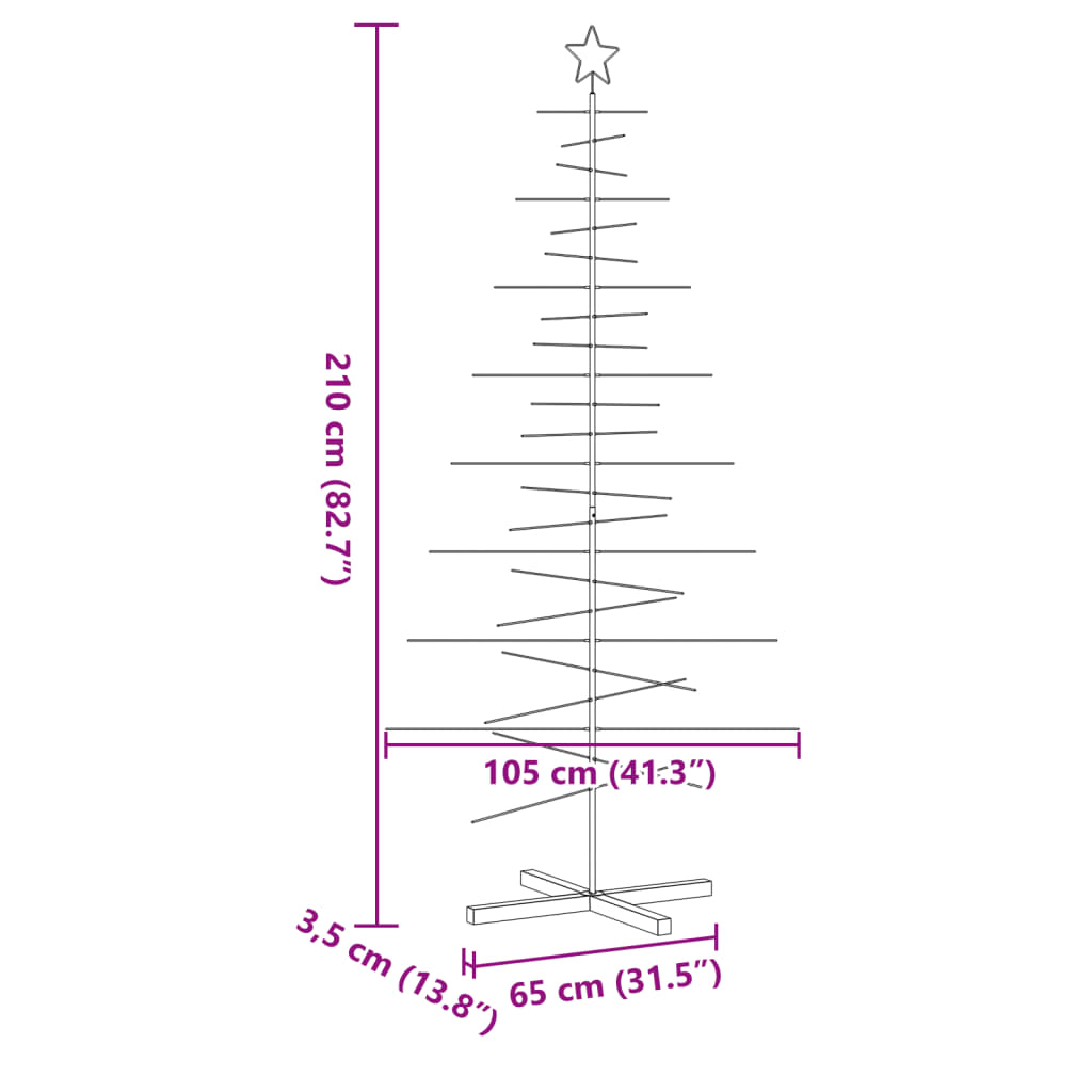 Metall-Weihnachtsbaum zum Dekorieren Holzständer Schwarz 210 cm