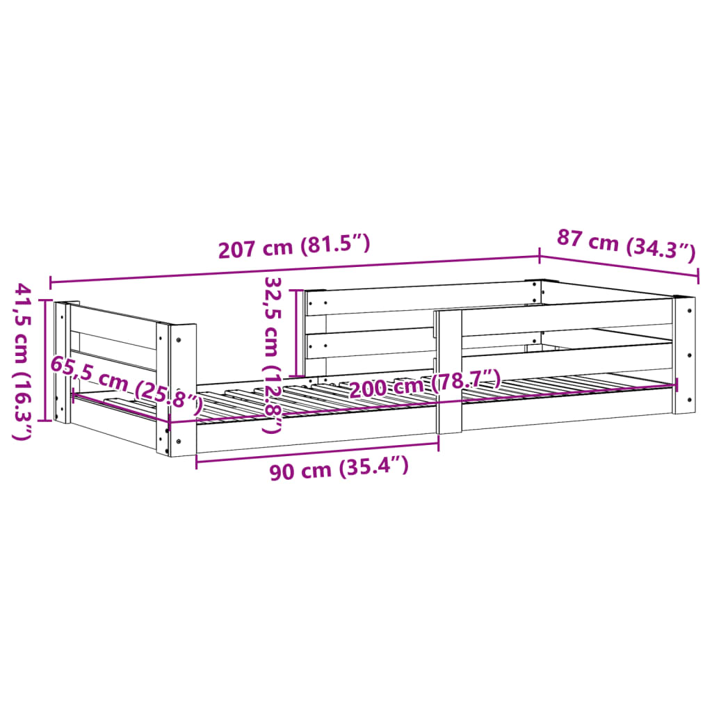 Massivholzbett ohne Matratze 80x200 cm Kiefernholz