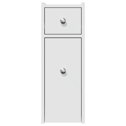 Badschrank Schmal mit Rollen Weiß Holzwerkstoff