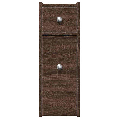 Badschrank Schmal mit Rollen Eichen-Optik Holzwerkstoff
