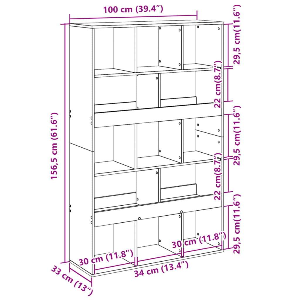 Bücherregal Grau Sonoma 100x33x156,5 cm Holzwerkstoff