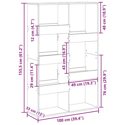 Bücherregal Artisan-Eiche 100x33x155,5 cm Holzwerkstoff