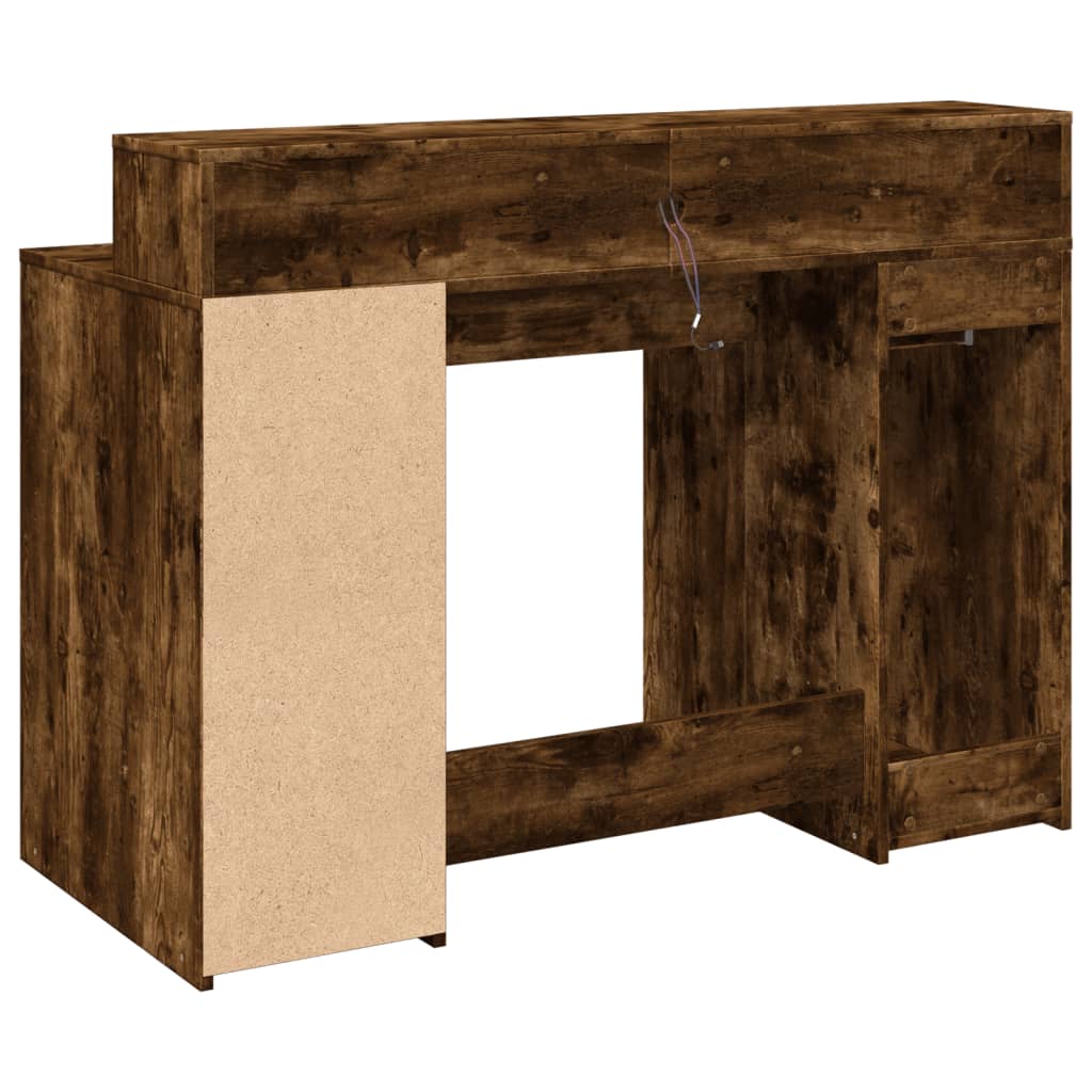 LED-Schreibtisch Räuchereiche 120x55x91 cm Holzwerkstoff