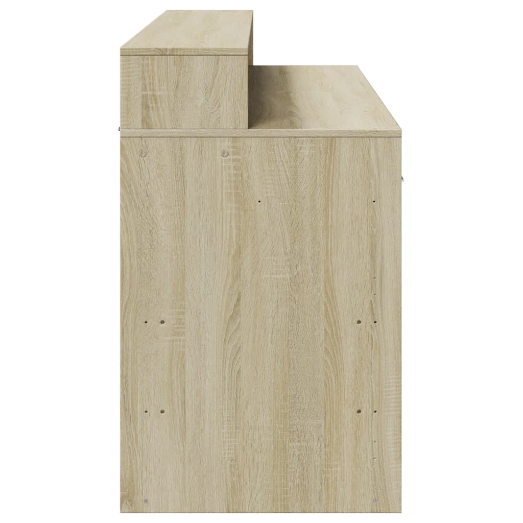 LED-Schreibtisch Sonoma-Eiche 140x55x91 cm Holzwerkstoff