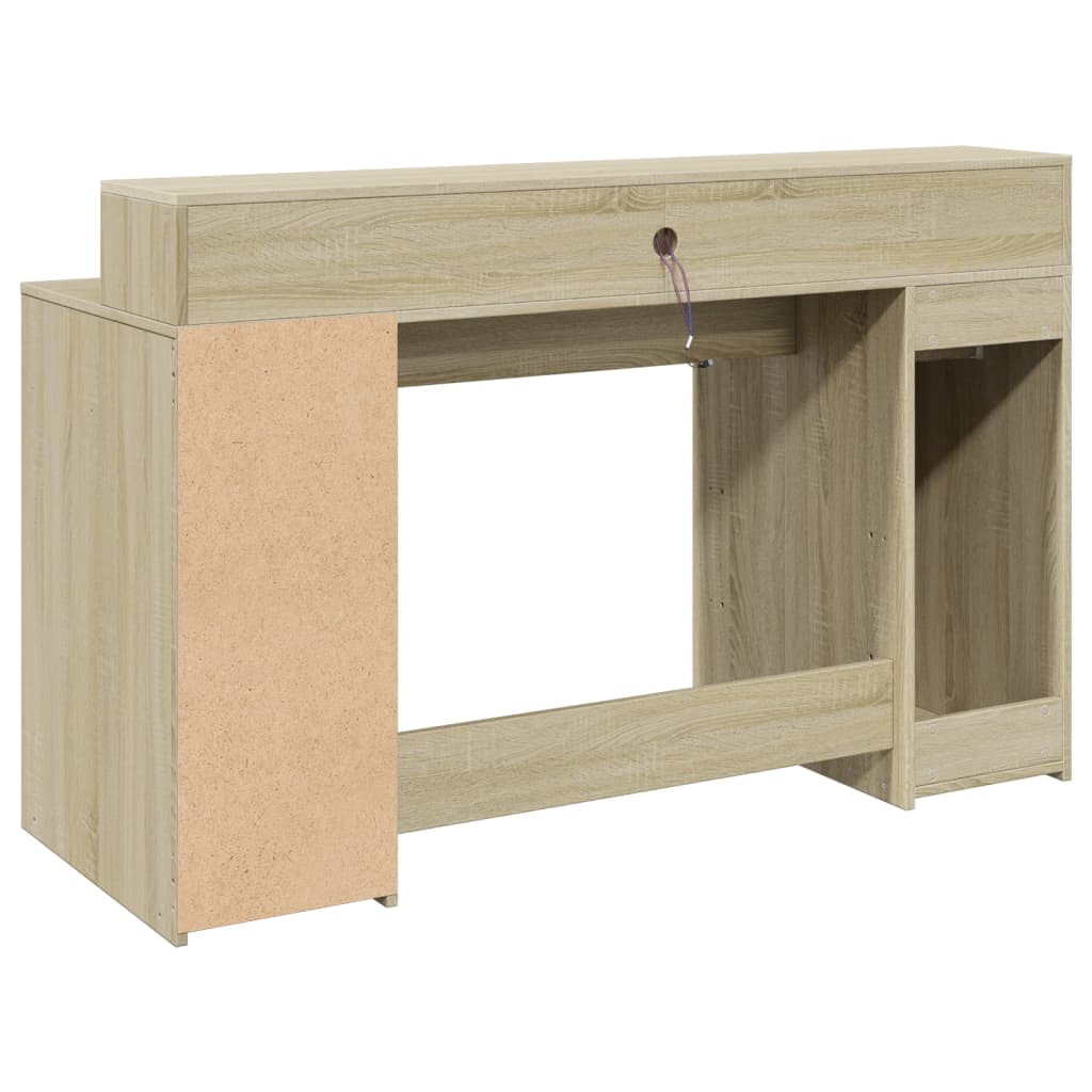 LED-Schreibtisch Sonoma-Eiche 140x55x91 cm Holzwerkstoff