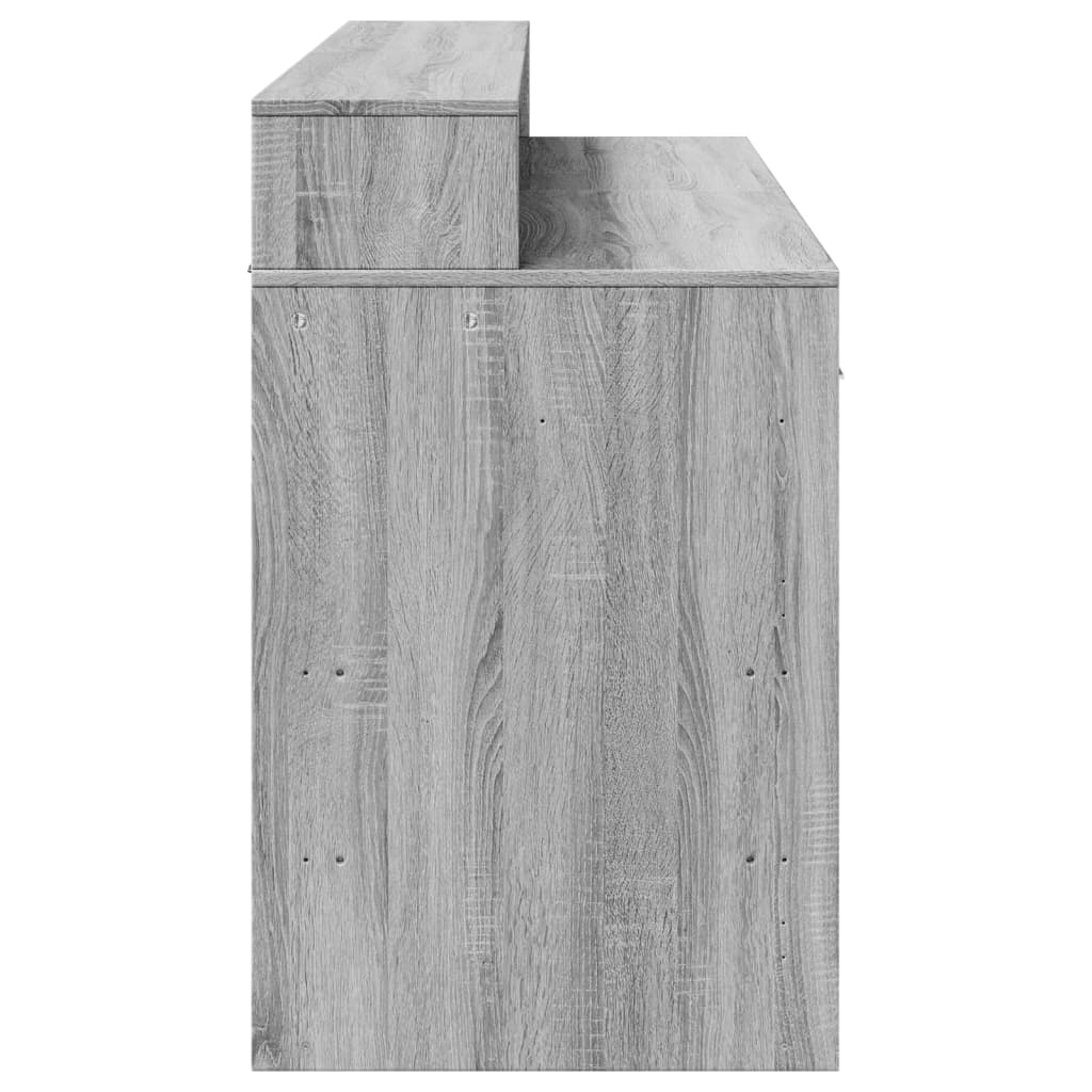 LED-Schreibtisch Grau Sonoma 140x55x91 cm Holzwerkstoff