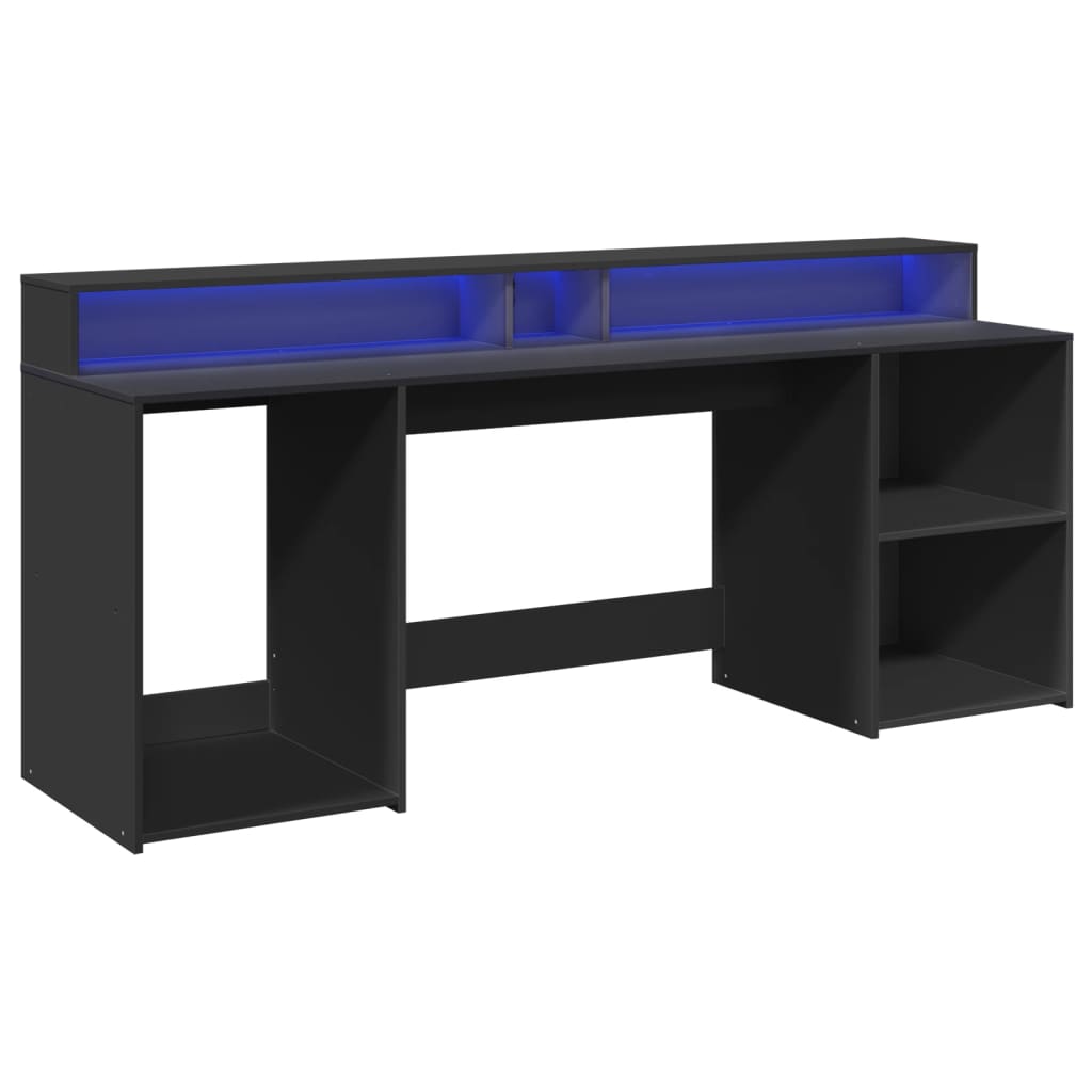 LED-Schreibtisch Schwarz 200x55x91 cm Holzwerkstoff