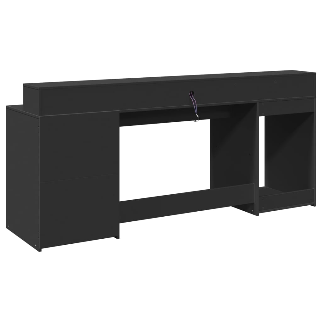 LED-Schreibtisch Schwarz 200x55x91 cm Holzwerkstoff