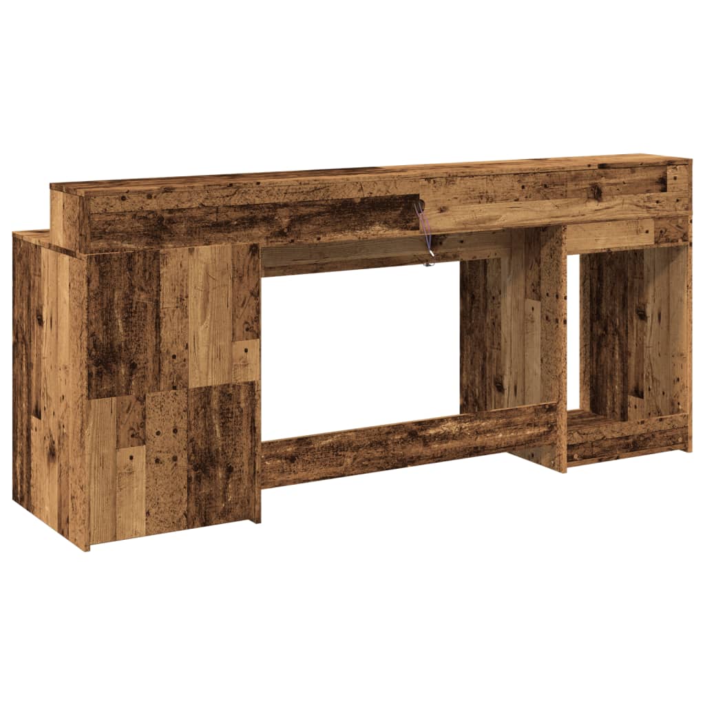 LED-Schreibtisch Altholz-Optik 200x55x91 cm Holzwerkstoff