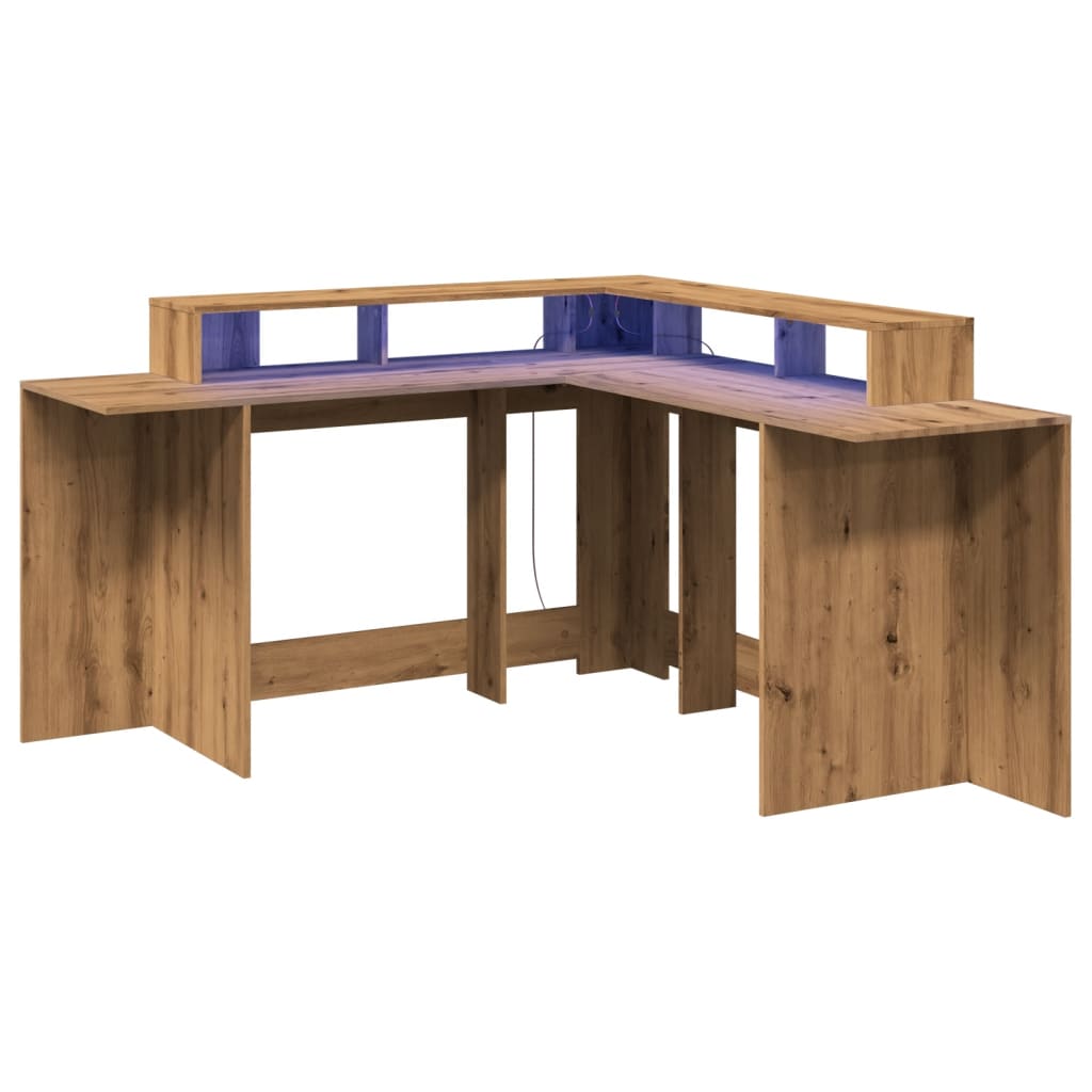 LED-Schreibtisch Artisan-Eiche 152x152x91 Holzwerkstoff