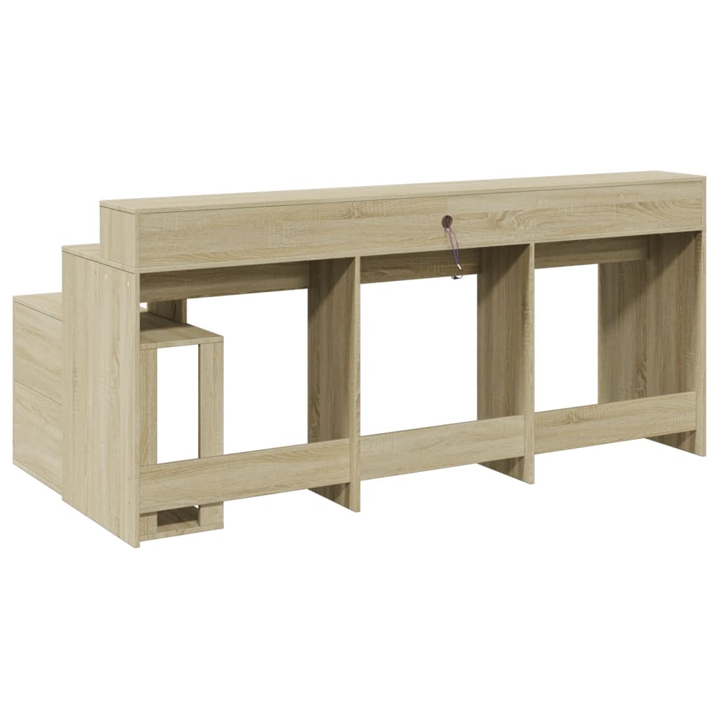 LED-Schreibtisch Sonoma-Eiche 200x104x91 cm Holzwerkstoff