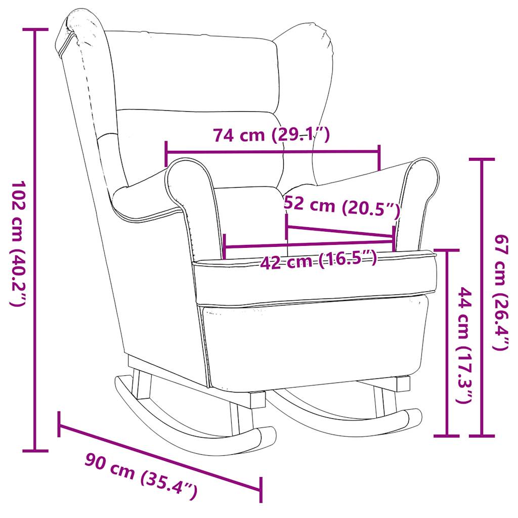 Schaukelsessel Dunkelgrau 74x90x102 cm Stoff