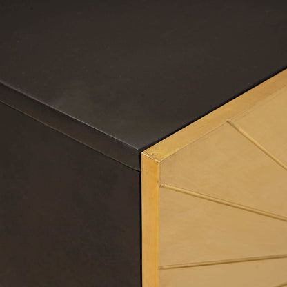 Badezimmerschrank-Set 5 pcs Schwarz und Gold Massivholz Mango