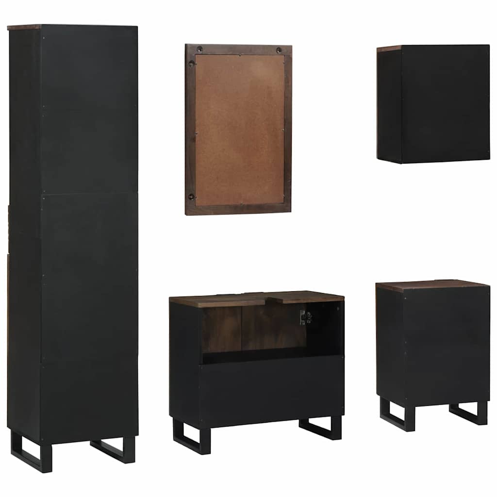 Badezimmermöbel-Set mit Schubladen 5 pcs Weiß Holzwerkstoff