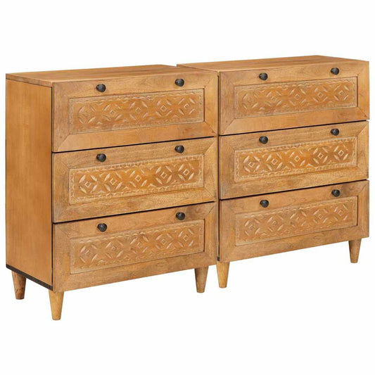 Sideboard 2 pcs Braun 60 x 33 x 75 cm massives Mangoholz