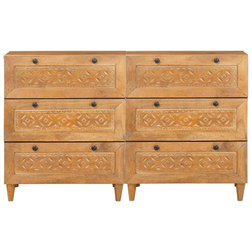 Sideboard 2 pcs Braun 60 x 33 x 75 cm massives Mangoholz