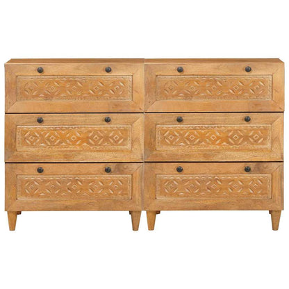 Sideboard 2 pcs Braun 60 x 33 x 75 cm massives Mangoholz