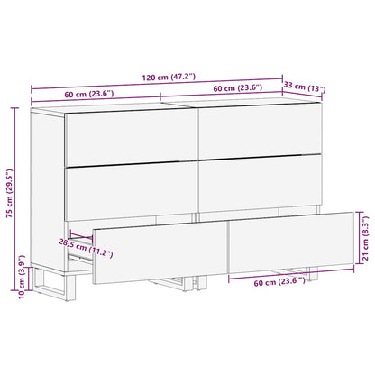Sideboard 2 pcs Braun 60 x 33 x 75 cm massives Mangoholz