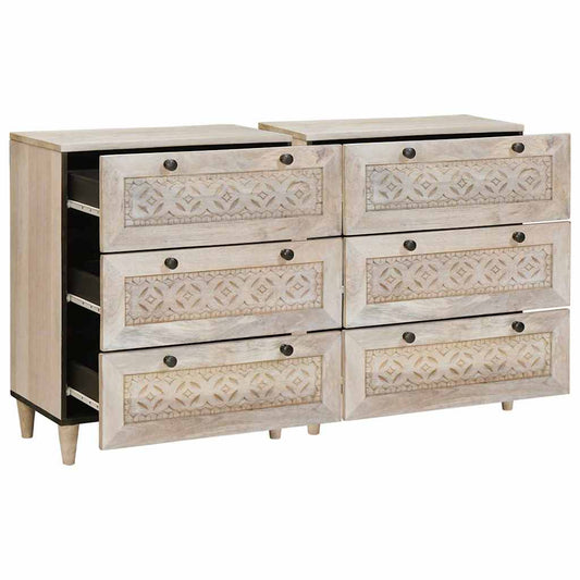 Sideboard 2 pcs Weiß 60 x 33 x 75 cm massives Mangoholz