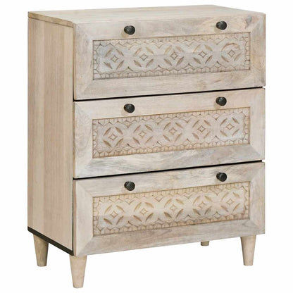 Sideboard 2 pcs Weiß 60 x 33 x 75 cm massives Mangoholz