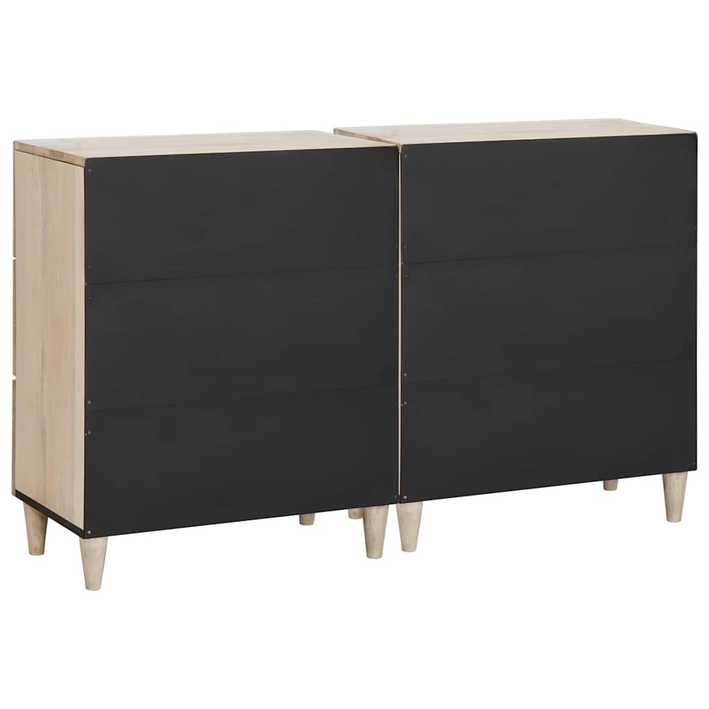 Sideboard 2 pcs Weiß 60 x 33 x 75 cm massives Mangoholz