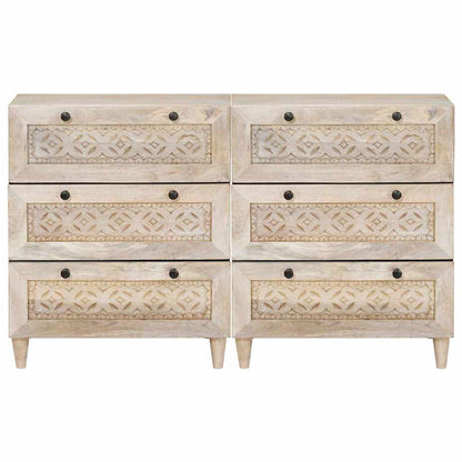 Sideboard 2 pcs Weiß 60 x 33 x 75 cm massives Mangoholz