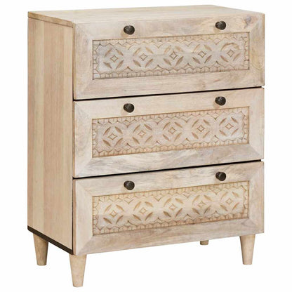 Sideboard 3 pcs Weiß 60 x 33 x 75 cm massives Mangoholz
