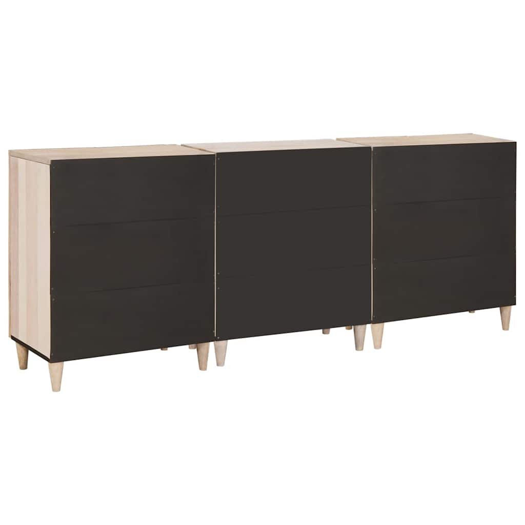 Sideboard 3 pcs Weiß 60 x 33 x 75 cm massives Mangoholz
