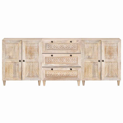 Sideboard 3 pcs Weiß 60 x 33 x 75 cm massives Mangoholz
