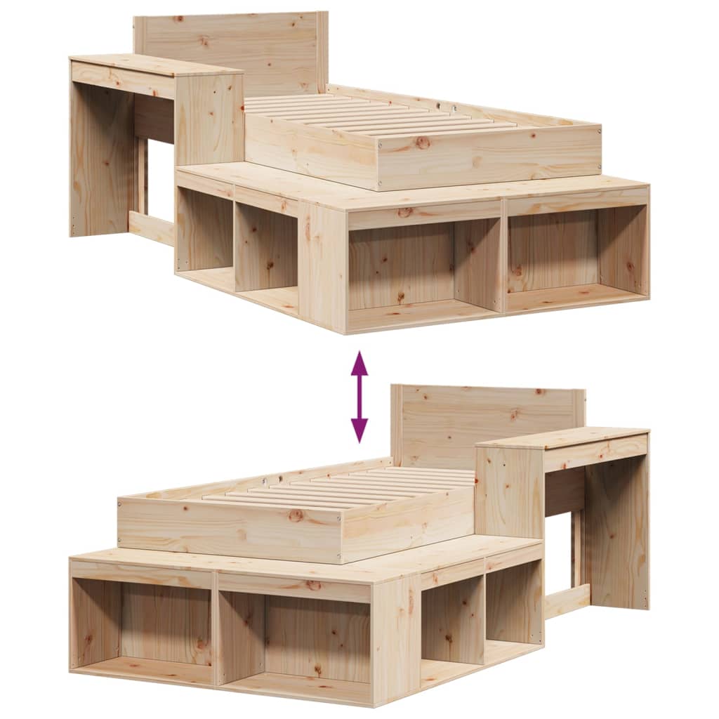 Massivholzbett ohne Matratze 75x190 cm Kiefernholz