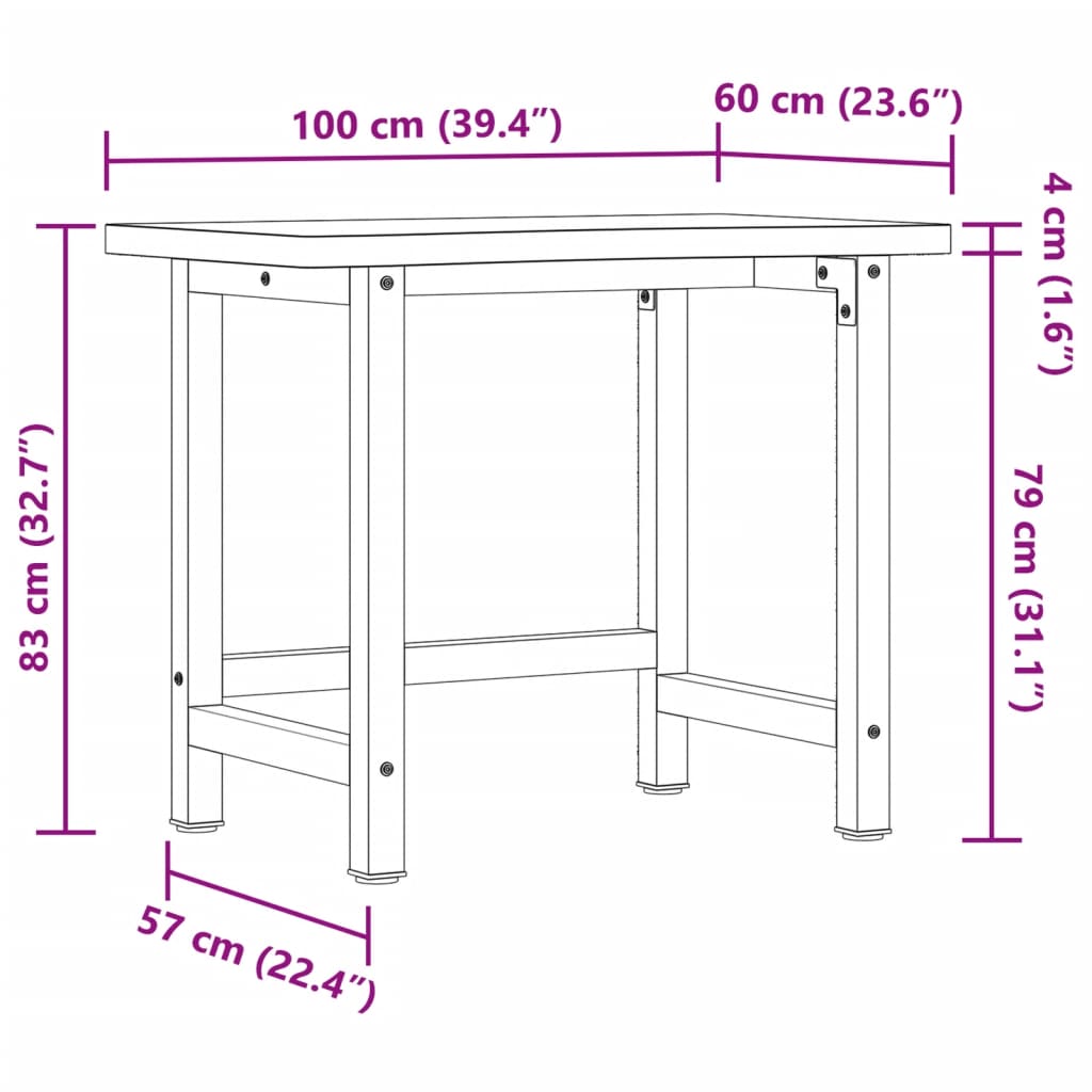 Werkbank 100x(55-60)x83 cm Massivholz Buche