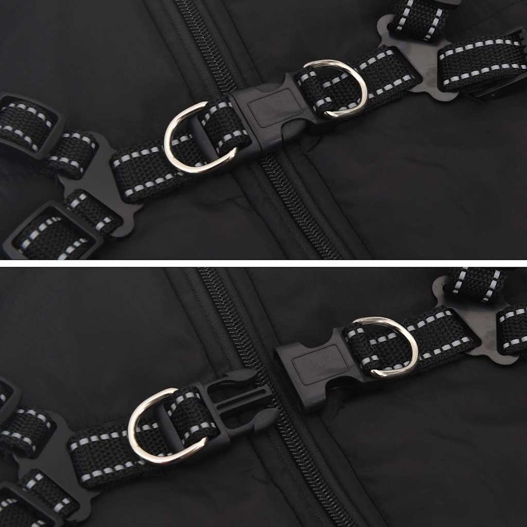 Hundemantel mit Geschirr Wasserdicht Reflektierend Schwarz L68