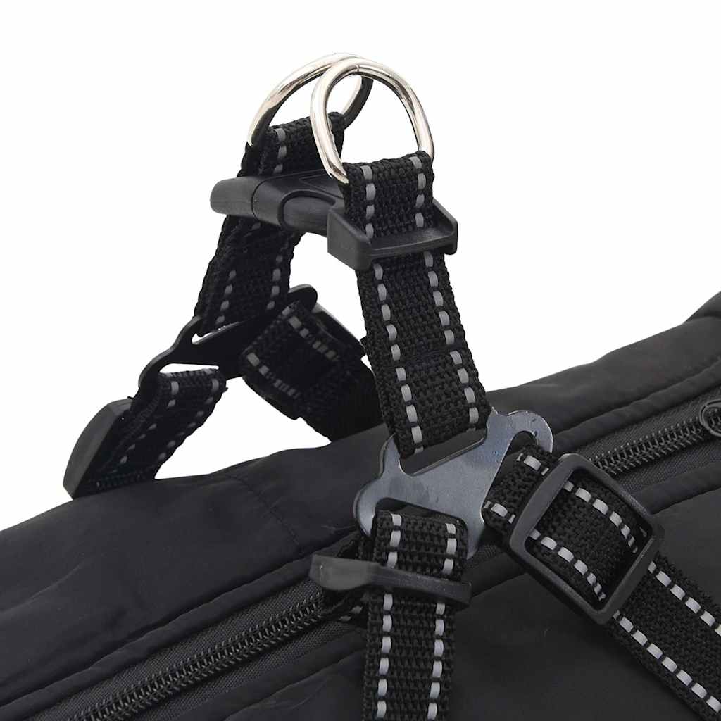 Hundemantel mit Geschirr Wasserdicht Reflektierend Schwarz L68