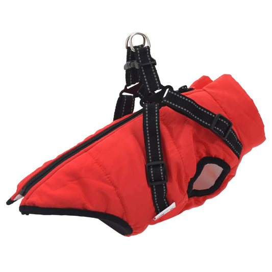 Hundemantel mit Geschirr Wasserdicht Reflektierend Rot 2XL