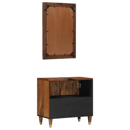 Badezimmerschrank-Set mit Tür 2 pcs Honigbraun Massivholz Mango