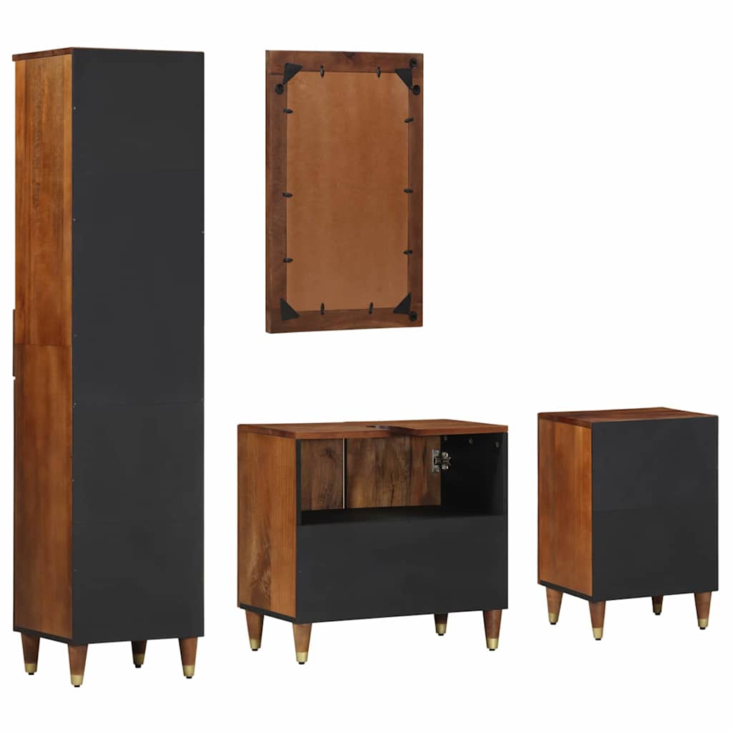 Badezimmerschrank-Set mit Tür 4 pcs Honigbraun Massivholz Mango